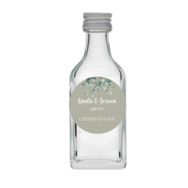 Gepersonaliseerd bedankflesje - Cheers to love - Eucalyptus - 24 st