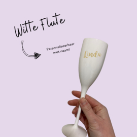 Champagne flute met naam - Wit