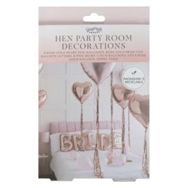 Kamer decoratie kit - Rose goud Bride en Hartjes ballonnen