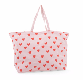 Hartjes Tas - Cotton Bag Hearts Lemonade Pink