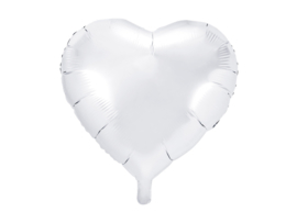 Folieballon Hart - 45 cm- 18 inch - Wit