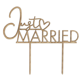 Taarttopper - Just Married - Hout - Sage Wedding