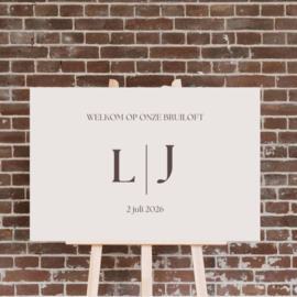 Welkomstbord - Minimalistisch - Initialen - Welkom op onze bruiloft
