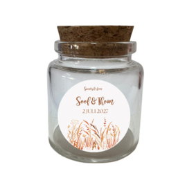 Gepersonaliseerd bedankpotje - Sweets & Love -  Sierlijke veldbloemen - Boho - 24 st