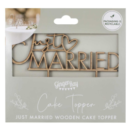 Houten Just Married Taarttopper - Ginger Ray - Sage Wedding
