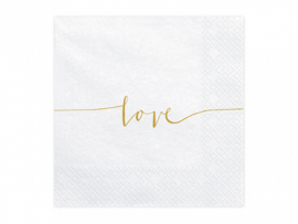 Servetten wit met gouden opdruk ' Love'