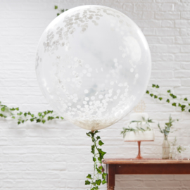 Confetti Ballonnen groot - Wit  - 90 cm - 3 stuks