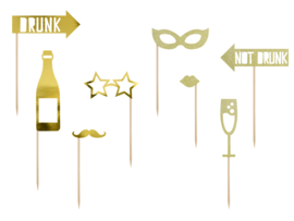 Photobooth Props Gold party ( 8 stuks)