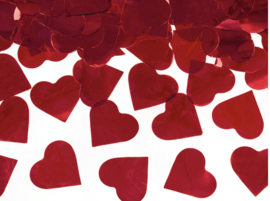 Confetti shooter - Hartjes rood metallic - Groot - (1 st)