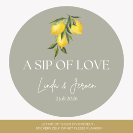 Gepersonaliseerd bedankflesje - A sip of love - Citroen - 24 st
