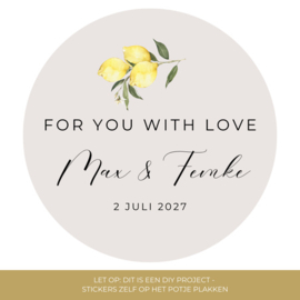 Gepersonaliseerd bedankpotje - For you with love - Citroen - 24 st