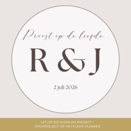Gepersonaliseerd bedankflesje - Proost op de liefde - Minimalistisch- 24 st