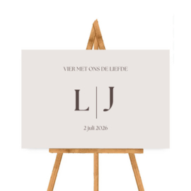 Welkomstbord - Minimalistisch - Initialen - Vier met ons de liefde