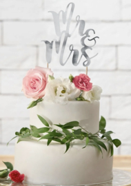 Taarttopper - Mr & Mrs - Zilver