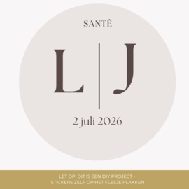 Gepersonaliseerd bedankflesje - Minimalistisch - Initialen - 24 st