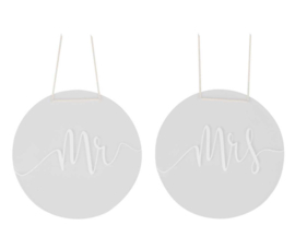 Stoelbordjes - Mr & Mrs - Acryl