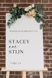 Welkomstbord - Welkom op de bruiloft van minimalistisch - jullie namen en datum
