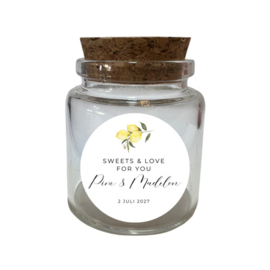 Gepersonaliseerd bedankpotje - Sweets & Love for you - 24 st
