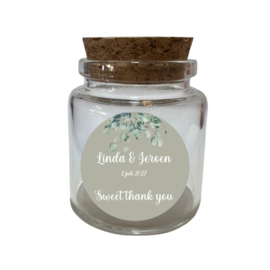 Gepersonaliseerd bedankpotje - Sweet thank you - Eucalyptus- 24 st