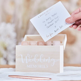 Houten memory box met kaartjes - pampas wedding Ginger Ray