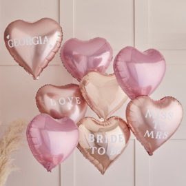 Set folieballonnen hart personaliseerbaar - Ginger Ray - Blush Hen