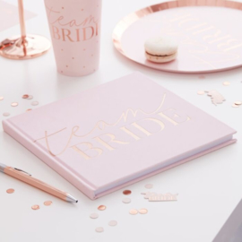 Vrijgezellenfeest boek - Velvet roze - Team Bride - Blush Hen Ginger Ray
