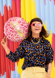 Folie Ballon Bride - Kleurrijke  roze panterprint  - Partydeco