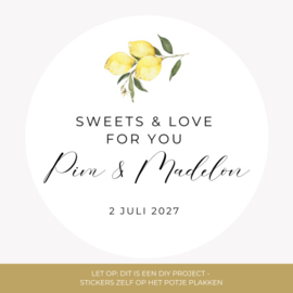 Gepersonaliseerd bedankpotje - Sweets & Love for you - 24 st