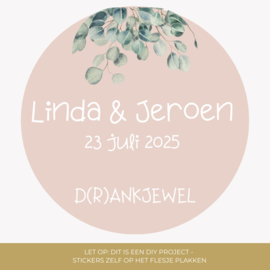Gepersonaliseerd bedankflesje - D(r)ankjewel - Eucalyptus - 24 st
