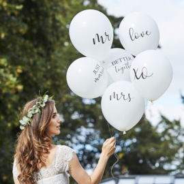Witte bruiloft ballonnen - 6 stuks - Ginger ray