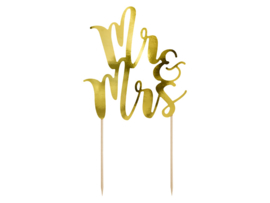 Mr & Mrs - Caketopper - Goud