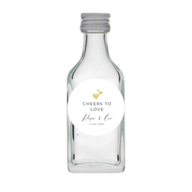 Gepersonaliseerd bedankflesje - Cheers to Love - Gouden Hartjes - 24 st