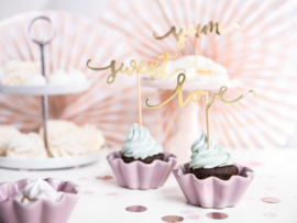 Cupcake prikkers love goud - elegant bliss ( 6 stuks)