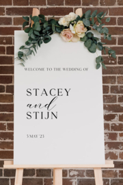 Welkomstbord - Welcome to the wedding of minimalistisch - jullie namen en datum