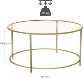 ronde bijzettafel goud - verhuur