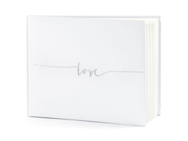 Gastenboek wit met zilver ' Love'