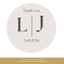Gepersonaliseerd bedankpotje - Thank you - Minimalistisch - Initialen - 24 st