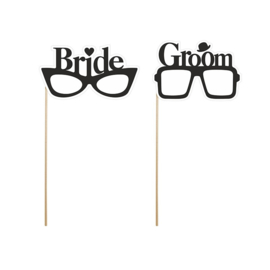 Photobooth Props Brillen Bride en Groom