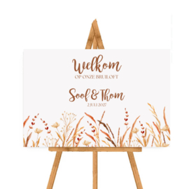 Welkomstbord - Boho - Sierlijke Veldbloemen - Welkom op onze bruiloft