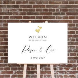 Welkomstbord - Gouden Hartjes - Welkom op de bruiloft van