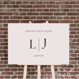 Welkomstbord - Minimalistisch - Initialen - Vier met ons de liefde