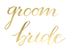 Stoelbordjes  Bride & Groom Goud - P.D