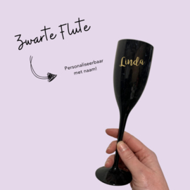 Champagne flute met naam - Zwart