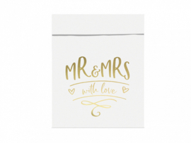 Mr & Mrs - uitdeelzakjes met goudfolie ( 6 stuks)