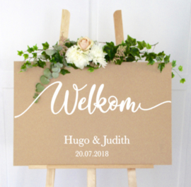 Welkomstbord -  Welkom Kalligrafie met naam en datum