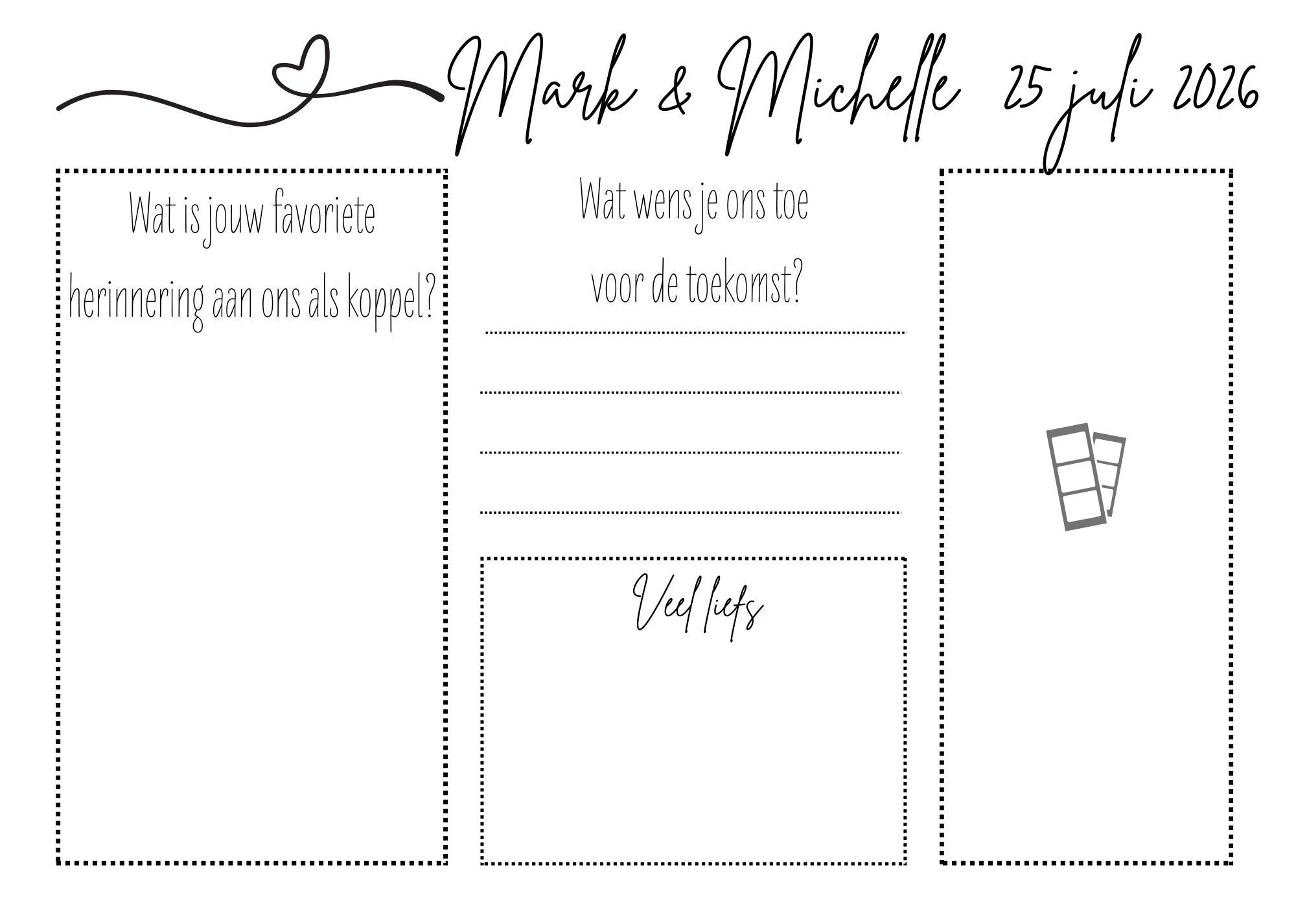 Photobooth Gastenboek op maat - A4 liggend  - Volledig naar wens