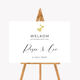 Welkomstbord - Gouden Hartjes - Welkom op de bruiloft van