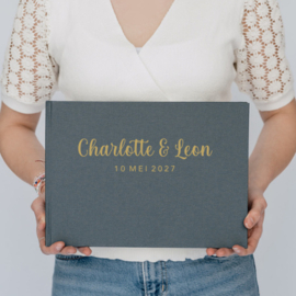 Linnen Gastenboek - A4 liggend - 50 pagina's - Zwart - Gepersonaliseerd