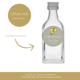 Gepersonaliseerd bedankflesje - A sip of love - Citroen - 24 st