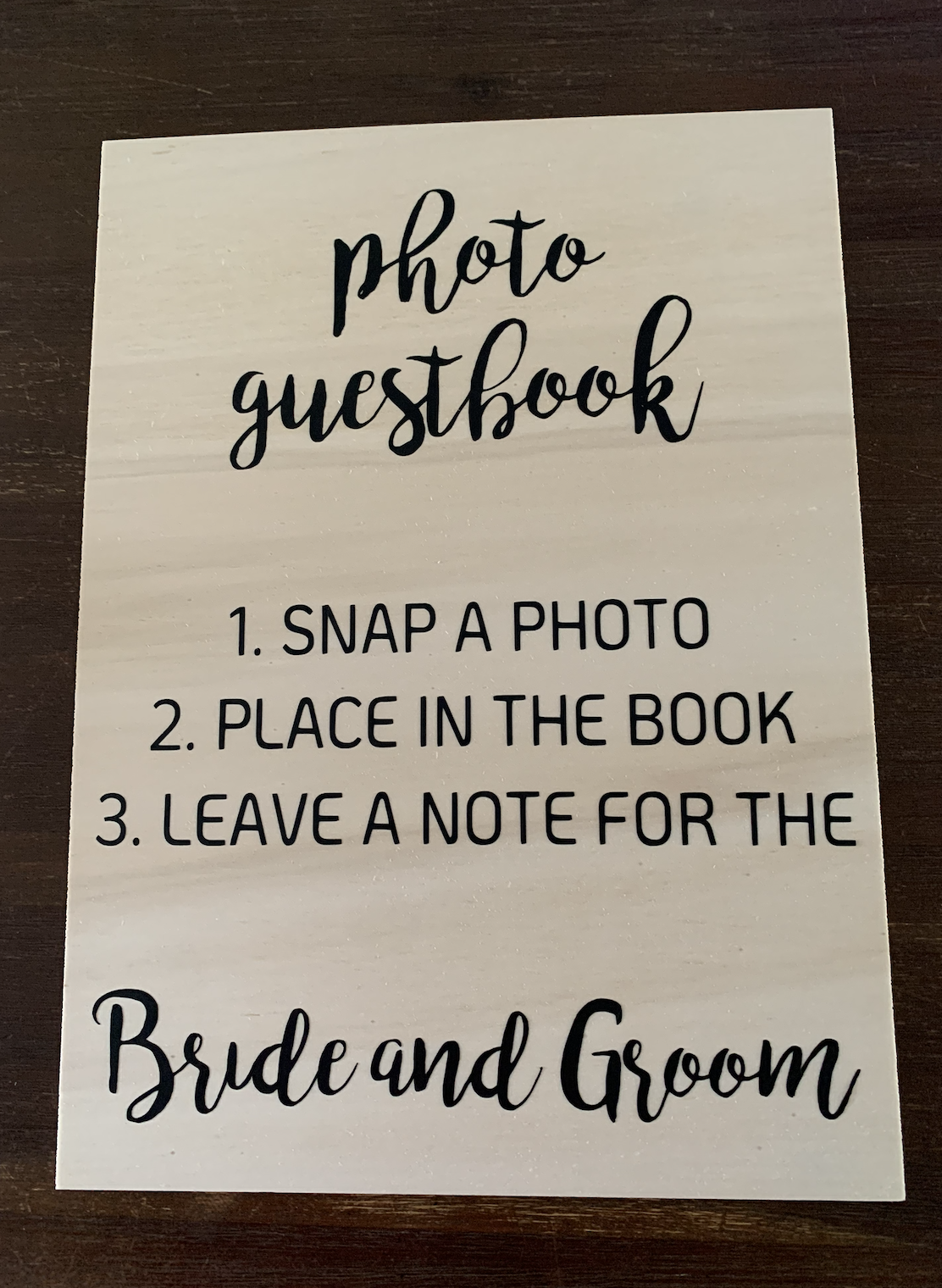 Bordje - Photobooth gastenboek - Engels - A4 formaat